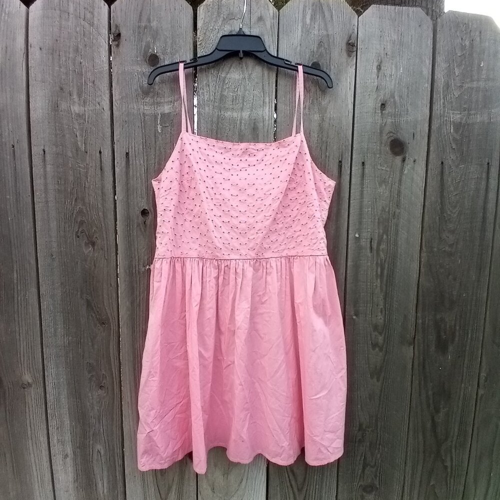 GAP Women’s Eyelet Spaghetti Strap Midi A-line Peach 100% Cotton Dress Size XL